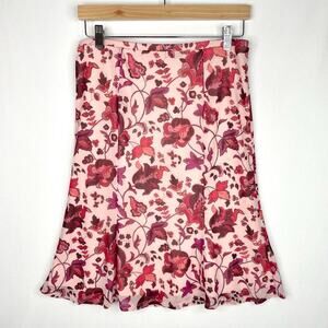 Express Pink Floral Flutter Midi Skirt M/L